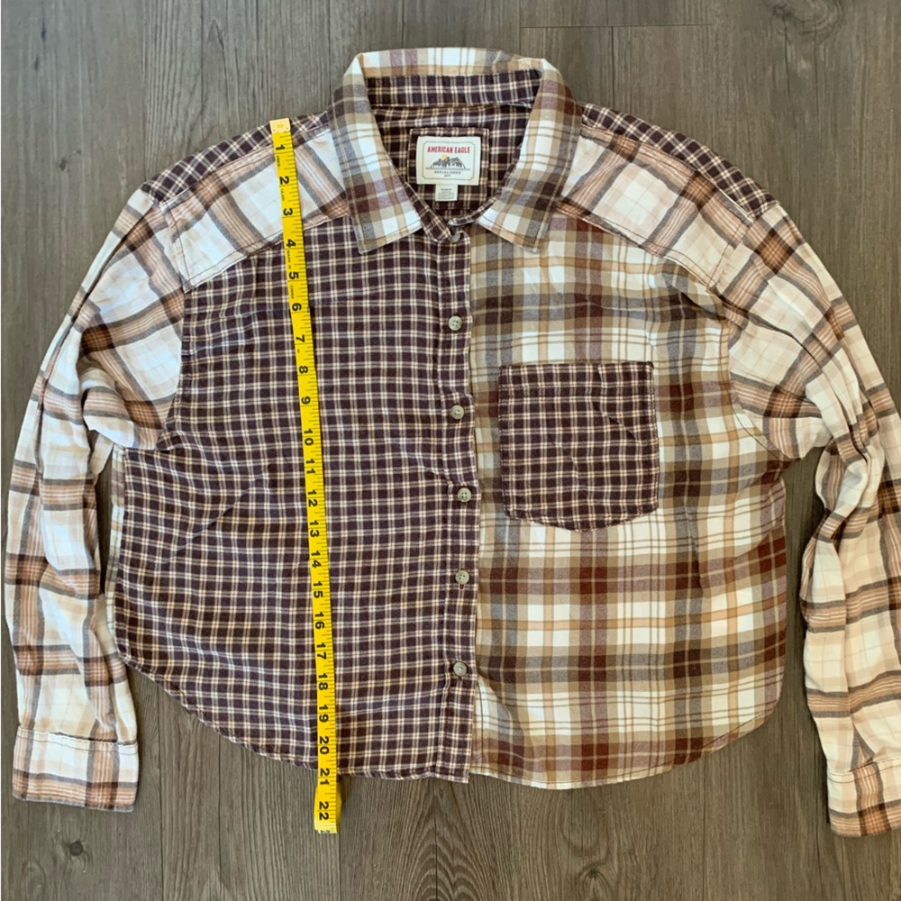 American Eagle Plaid Patchwork Shirt - image 5